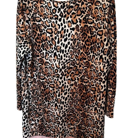 Ellen Tracy Animal Print Size L Soft PJ Long Sleeve - Picture 2 of 6